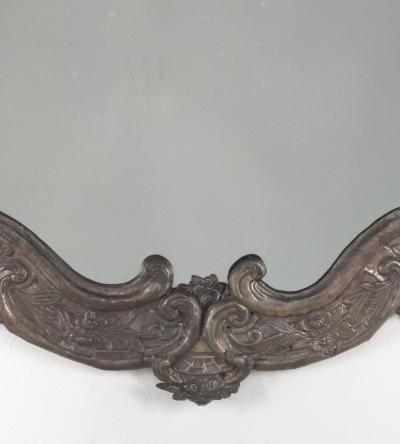 Spanish Colonial Silvered Metal Mirror Peru 19th century or earlier