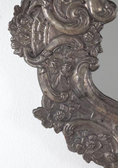 Spanish Colonial Silvered Metal Mirror Peru 19th century or earlier