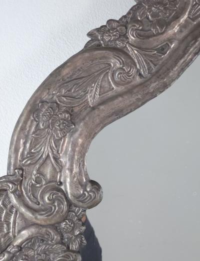 Spanish Colonial Silvered Metal Mirror Peru 19th century or earlier
