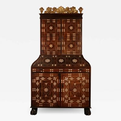 Spanish Colonial inlaid bureau cabinet Mexico partially 18th century