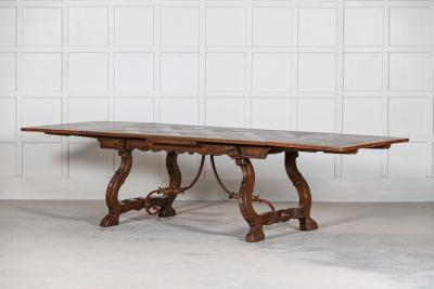 Spanish Extending Oak Iron Dining Table