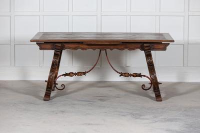 Spanish Extending Oak Iron Dining Table
