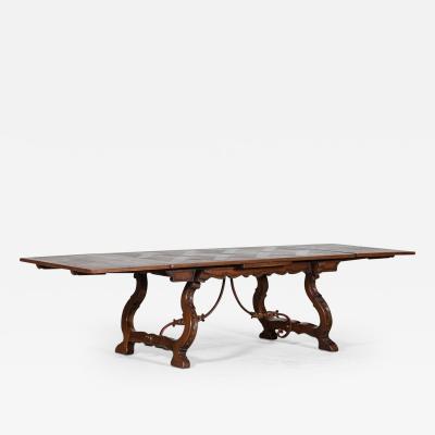 Spanish Extending Oak Iron Dining Table