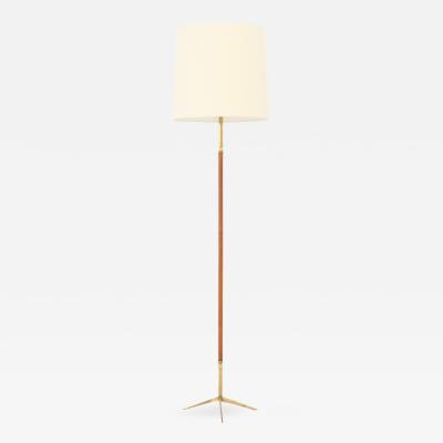 Spanish Floor Lamp from 1950s with Brass and Leather