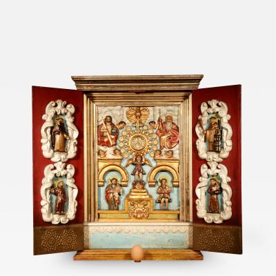 Spanish Folk Art Polychromed Home Altar Circa 1900 