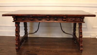 Spanish Iron Mounted Walnut Trestle Console