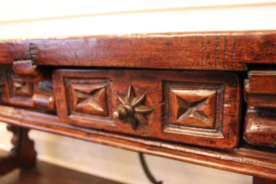 Spanish Iron Mounted Walnut Trestle Console