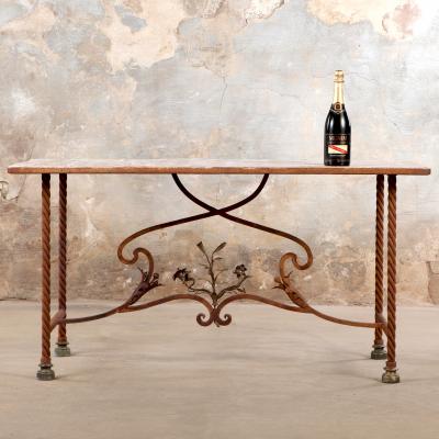 Spanish Iron and Tile Top Table Late 19th C 