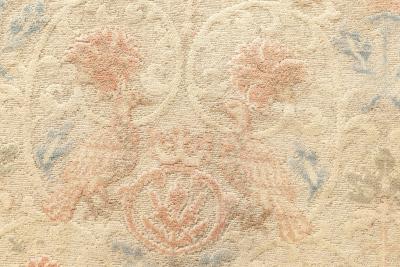 Spanish Mid 20th Century Beige Turquoise and Dusty Pink Hand Knotted Rug