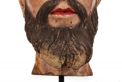 Spanish Polychromed Carved Head of Christ as Ecce Homo early 18th century