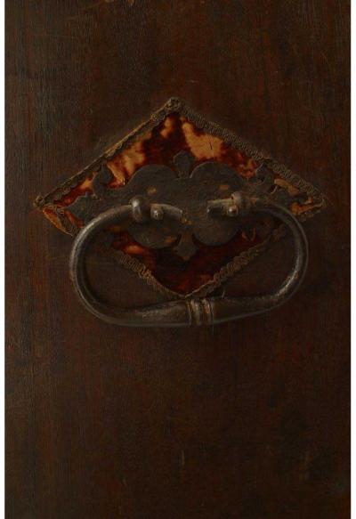 Spanish Renaissance Style Walnut Wrought Iron Vargueno