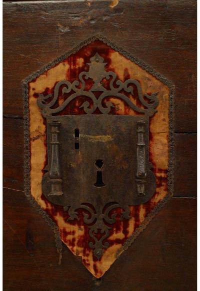 Spanish Renaissance Style Walnut Wrought Iron Vargueno