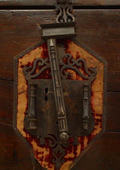 Spanish Renaissance Style Walnut Wrought Iron Vargueno