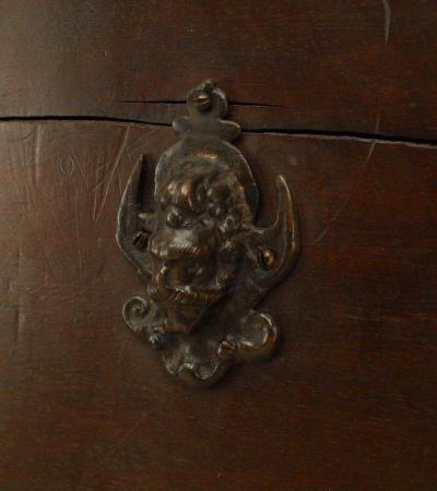 Spanish Renaissance Style Walnut Wrought Iron Vargueno