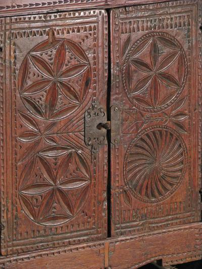 Spanish late 17th Century Chip Carved Cabinet and Table