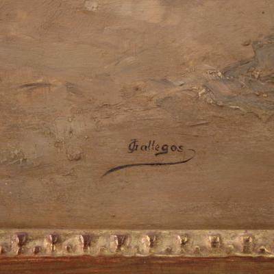 Spanish painting with flamenco dancer signed Gallegos