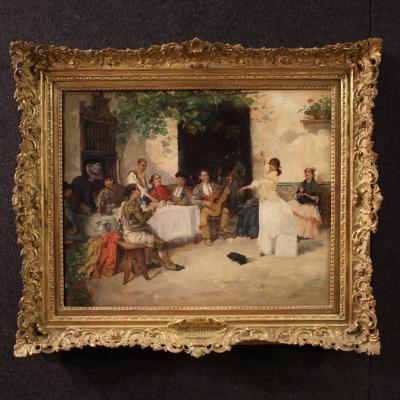 Spanish painting with flamenco dancer signed Gallegos