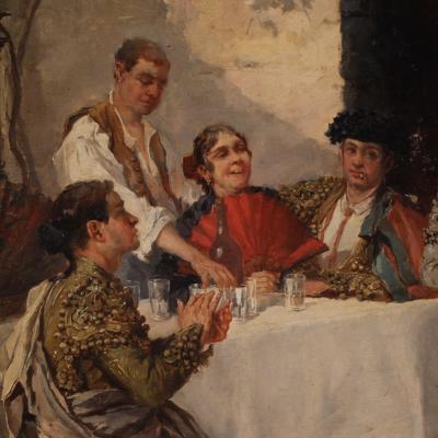 Spanish painting with flamenco dancer signed Gallegos