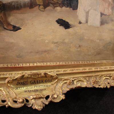 Spanish painting with flamenco dancer signed Gallegos