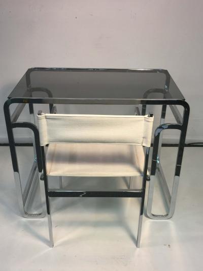 Spectacular 1970s Italian Modern Chrome Desk and Chair