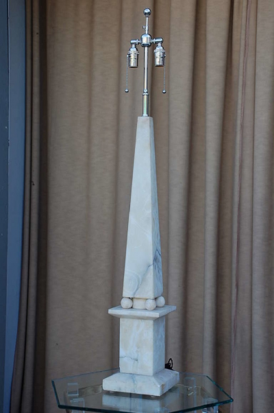 Spectacular Alabaster Obelisk Lamp