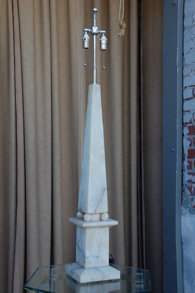 Spectacular Alabaster Obelisk Lamp