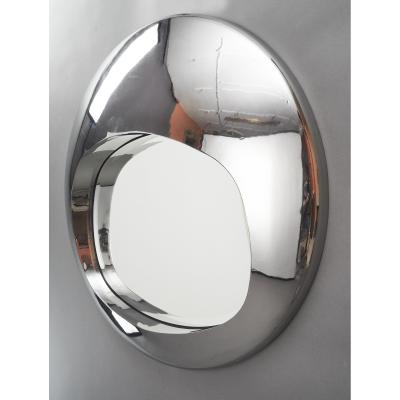 Spectacular Chromed Futuristic Mirror France 1970s