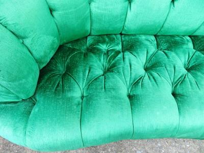 Spectacular Hollywood Regency Tufted Curved Kidney Sofa