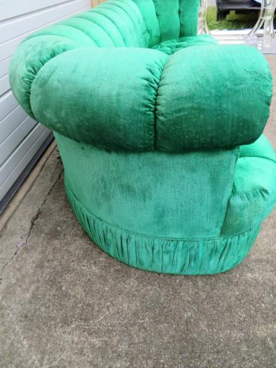 Spectacular Hollywood Regency Tufted Curved Kidney Sofa