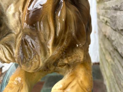 Spectacular Huge Italian Terra Cotta Glazed Roaring Lion Mid century Modern