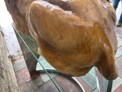 Spectacular Huge Italian Terra Cotta Glazed Roaring Lion Mid century Modern