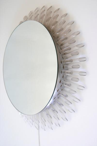 Spectacular Large Mid Century Modern Backlit Sunburst Wall Mirror Germany 1970s