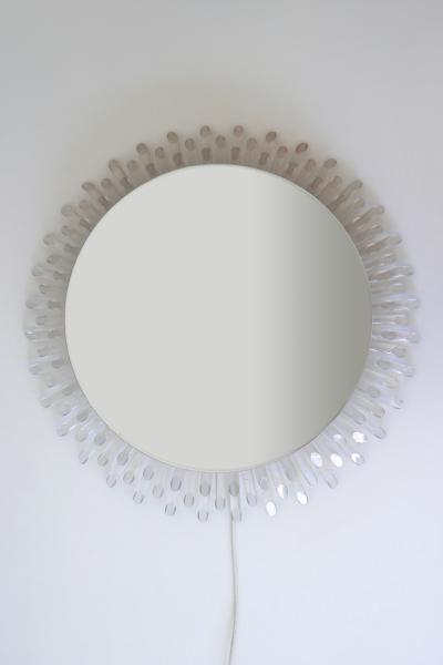 Spectacular Large Mid Century Modern Backlit Sunburst Wall Mirror Germany 1970s