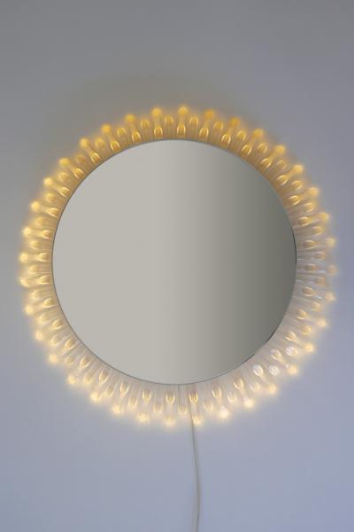 Spectacular Large Mid Century Modern Backlit Sunburst Wall Mirror Germany 1970s