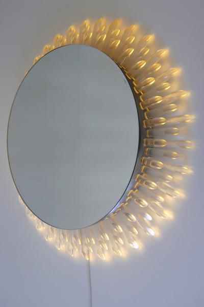 Spectacular Large Mid Century Modern Backlit Sunburst Wall Mirror Germany 1970s