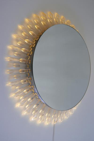 Spectacular Large Mid Century Modern Backlit Sunburst Wall Mirror Germany 1970s