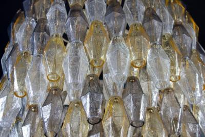 Spectacular Mid Century Grey and Amber Poliedri Chandelier 1960