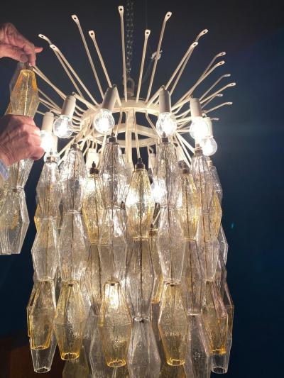 Spectacular Mid Century Grey and Amber Poliedri Chandelier 1960