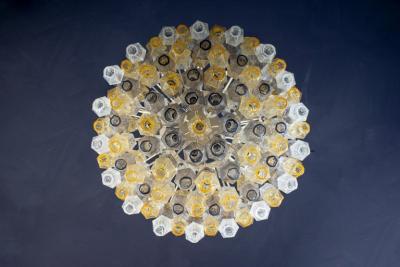 Spectacular Mid Century Grey and Amber Poliedri Chandelier 1960
