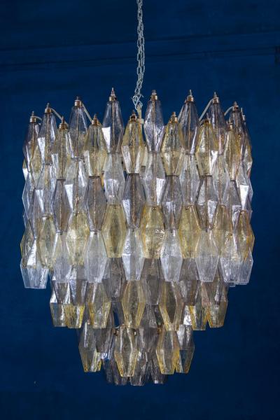 Spectacular Mid Century Grey and Amber Poliedri Chandelier 1960