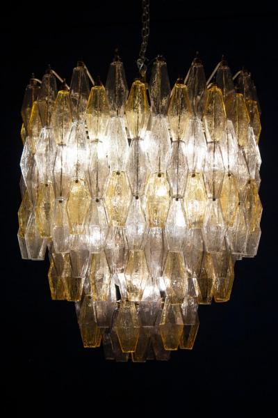 Spectacular Mid Century Grey and Amber Poliedri Chandelier 1960