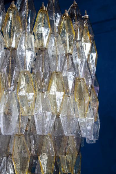 Spectacular Mid Century Grey and Amber Poliedri Chandelier 1960