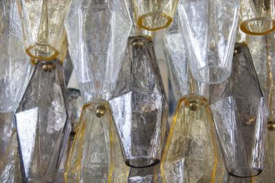Spectacular Mid Century Grey and Amber Poliedri Chandelier 1960