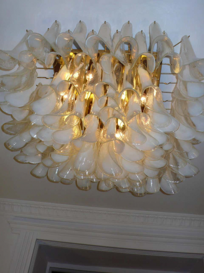 Spectacular Murano Glass Petal Chandelier or Flush Mount