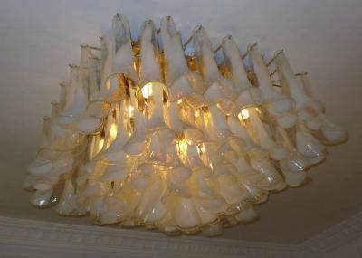 Spectacular Murano Glass Petal Chandelier or Flush Mount