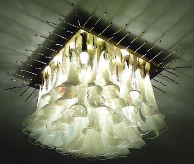 Spectacular Murano Glass Petal Chandelier or Flush Mount