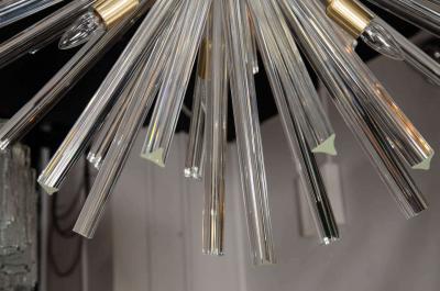 Spectacular Murano Glass Triedre Crystal Sputnik Chandelier with Brass Fittings