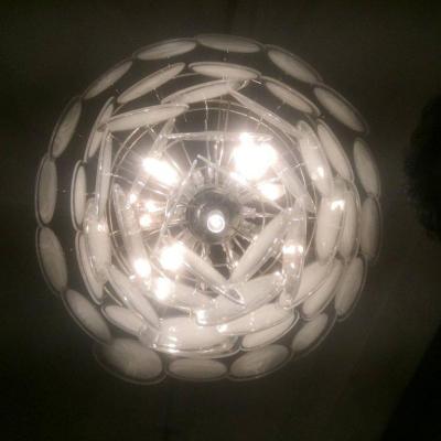 Spectacular Pair of Murano Disc Chandeliers by Vistosi 1970s