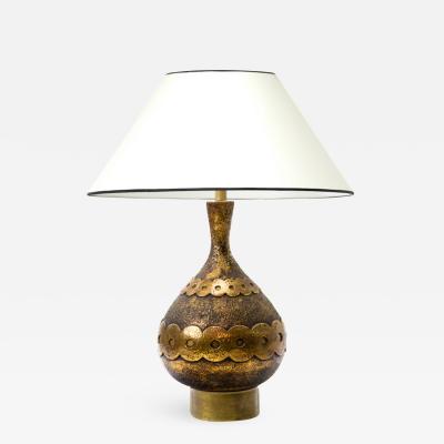 Spectacular gold ceramic fifties table lamp