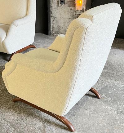 Spectacular set of horn leg couch and chair covered in boucle cloth